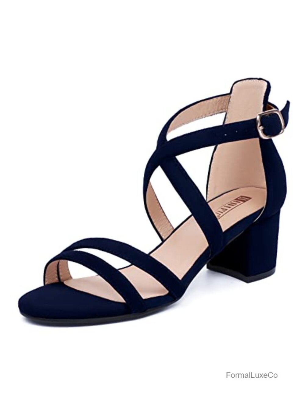 IDIFU Strappy Low Chunky Heel Sandals Ankle Strap Dressy Women's Formal